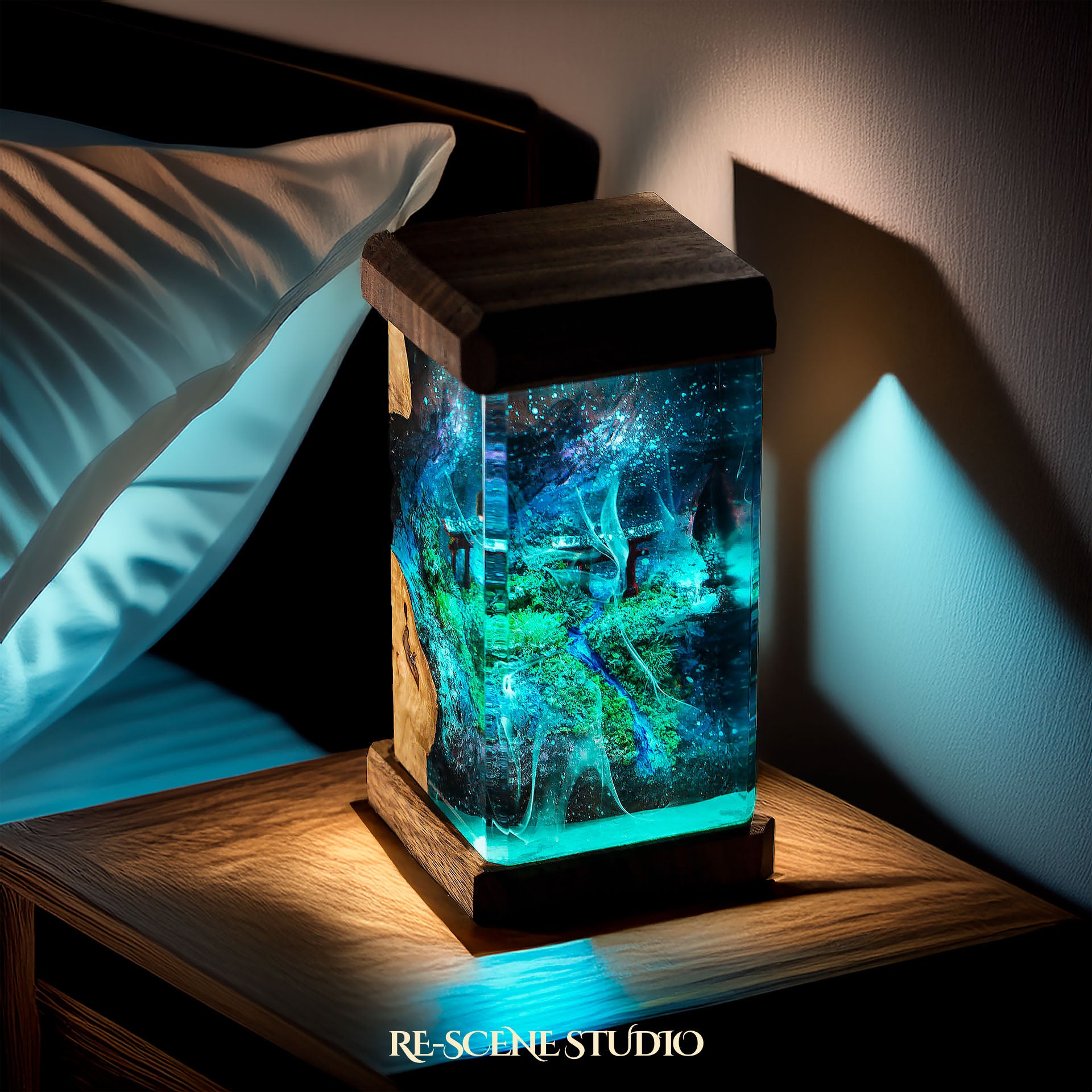 Torii Gate Galaxy Resin Epoxy Lamp — Handcrafted Resin Gift