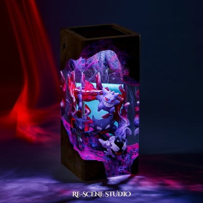Gengar Evolution Trio Resin Epoxy Lamp Multicolor / Size XL: 8.5 x 8.5 x 16 (cm) – Handmade Resin Lamp by Rescene Studio | Rescene Studio