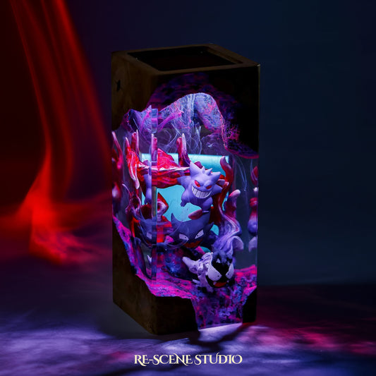 Gengar Evolution Trio Resin Epoxy Lamp Multicolor / Size XL: 8.5 x 8.5 x 16 (cm) – Handmade Resin Lamp by Rescene Studio | Rescene Studio