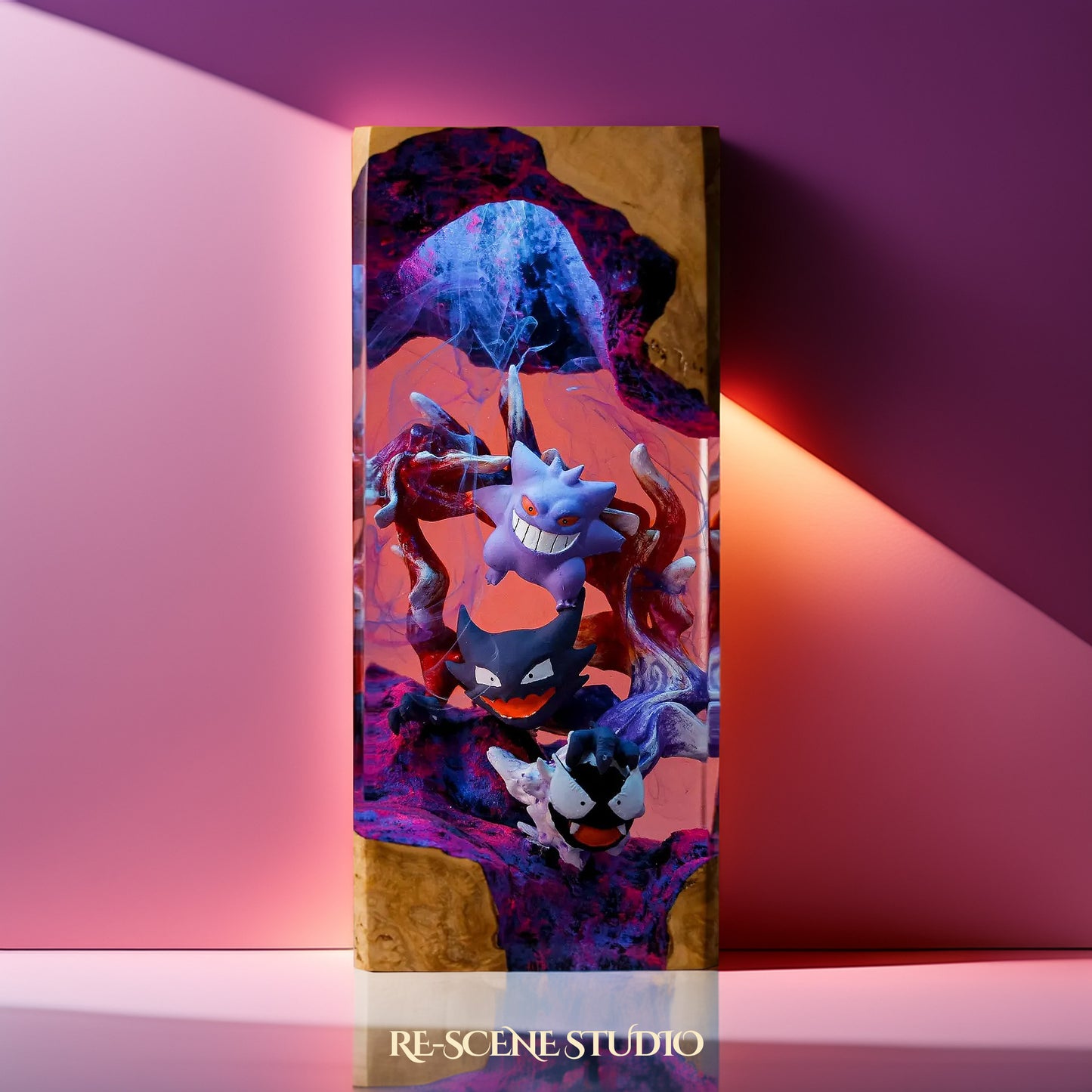 Gengar Evolution Trio Resin Epoxy Lamp Multicolor / Size XL: 8.5 x 8.5 x 16 (cm) – Handmade Resin Lamp by Rescene Studio | Rescene Studio