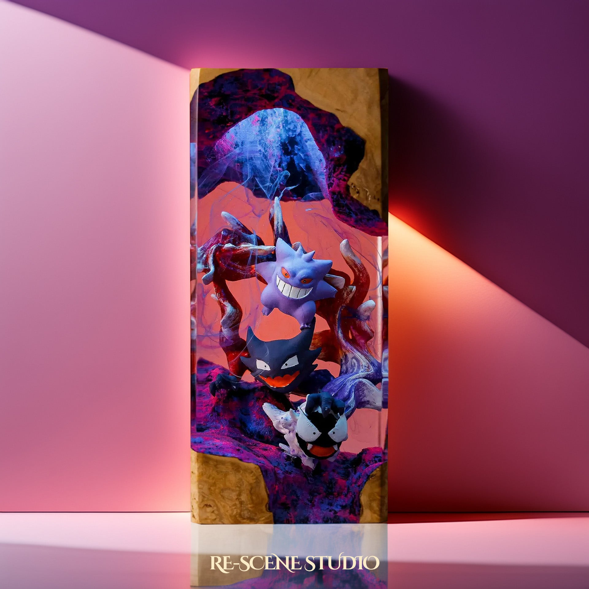 Gengar Evolution Trio Resin Epoxy Lamp Multicolor / Size XL: 8.5 x 8.5 x 16 (cm) – Handmade Epoxy Resin Lamp by Rescene Studio | Rescene Studio