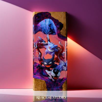 Gengar Evolution Trio Resin Epoxy Lamp Multicolor / Size XL: 8.5 x 8.5 x 16 (cm) – Handmade Resin Lamp by Rescene Studio | Rescene Studio