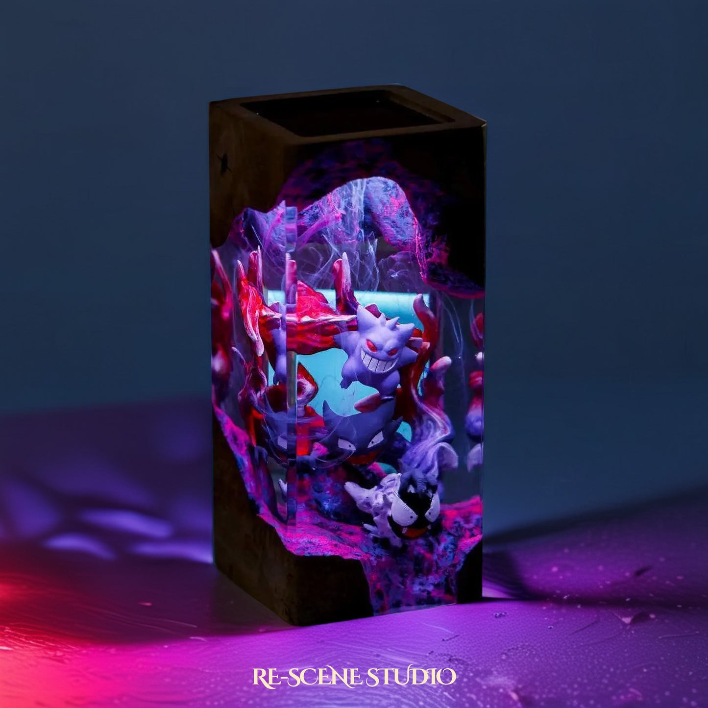 Gengar Evolution Trio Resin Epoxy Lamp Multicolor / Size XL: 8.5 x 8.5 x 16 (cm) – Handmade Resin Lamp by Rescene Studio | Rescene Studio