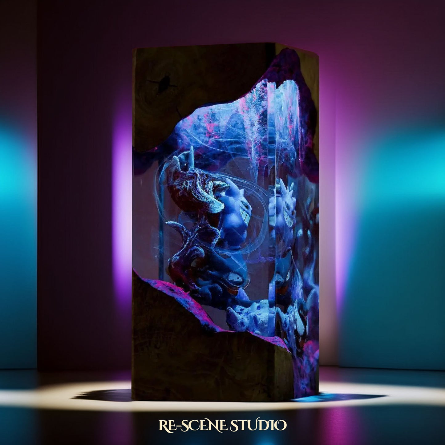 Gengar Evolution Trio Resin Epoxy Lamp Multicolor / Size XL: 8.5 x 8.5 x 16 (cm) – Handmade Resin Lamp by Rescene Studio | Rescene Studio