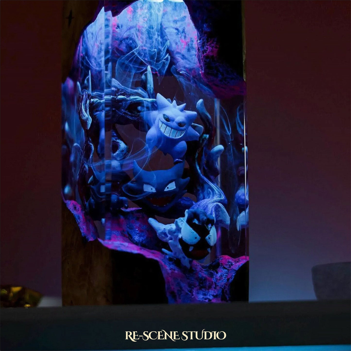 Gengar Evolution Trio Resin Epoxy Lamp Multicolor / Size XL: 8.5 x 8.5 x 16 (cm) – Handmade Resin Lamp by Rescene Studio | Rescene Studio