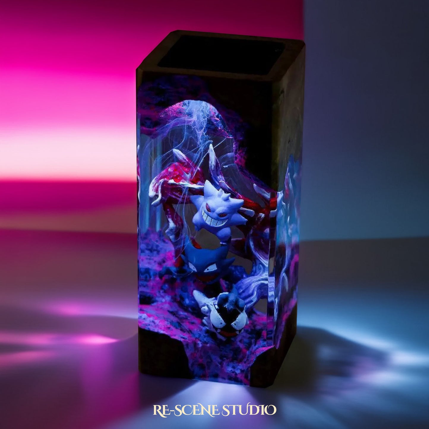 Gengar Evolution Trio Resin Epoxy Lamp Multicolor / Size XL: 8.5 x 8.5 x 16 (cm) – Handmade Resin Lamp by Rescene Studio | Rescene Studio