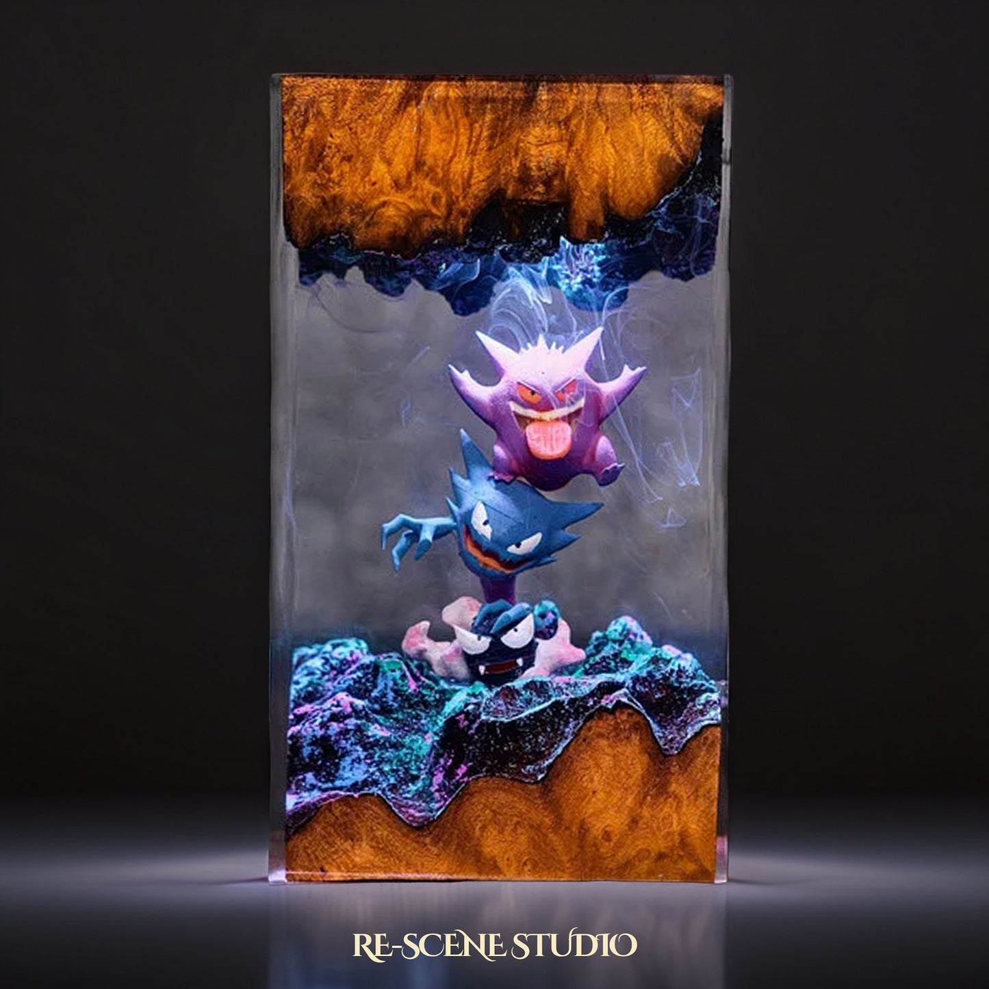 Shadow Phantom Resin Lamp — Side Profile View | Handmade Pop-Culture Resin Art, Perfect Themed Gift