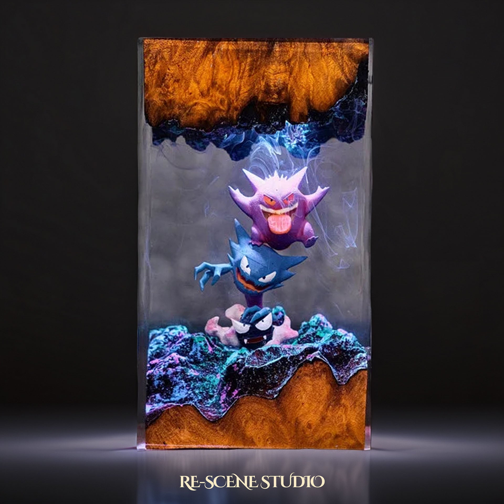 Shadow Phantom Resin Lamp — Side Profile View | Handmade Pop-Culture Resin Art, Perfect Themed Gift