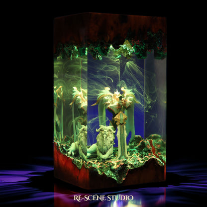 G.od-.king G.aren Resin Lamp — Detailed Display | Premium 3D Resin Diorama with RGB Color-Changing Light