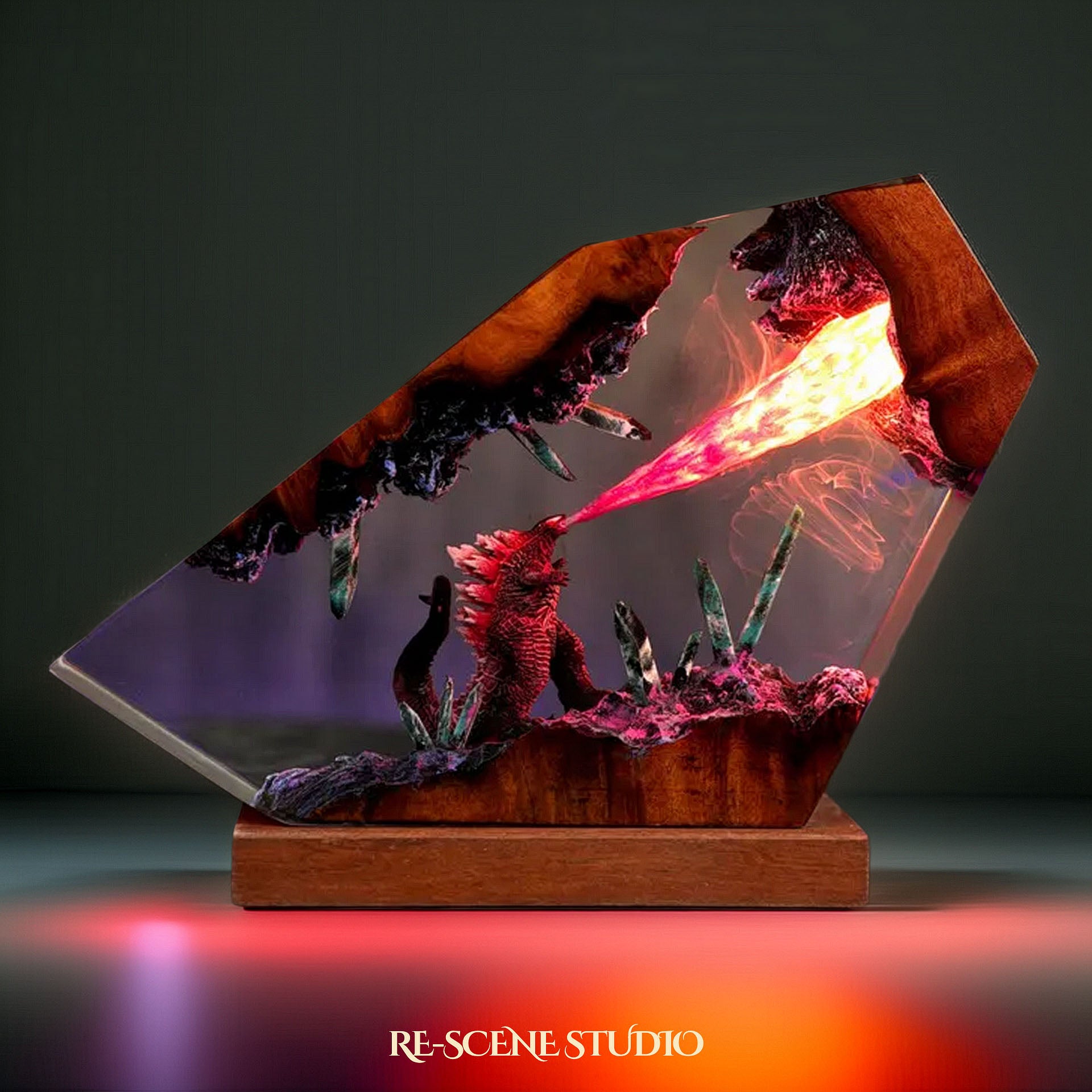 Atomic Titan Resin Lamp — Detailed Display | Premium 3D Resin Diorama with RGB Color-Changing Light