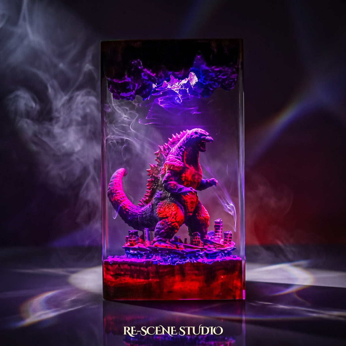 Godzilla Resin Lamp V3, resin art lamp