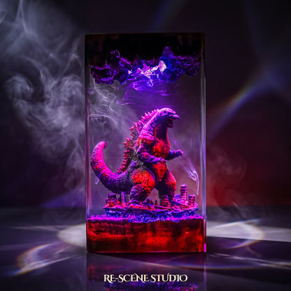 Godzilla Resin Lamp V3, resin art lamp