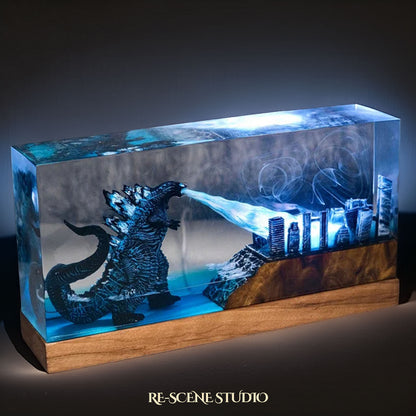City Crushing Titan Resin Lamp — Handcrafted Epoxy Resin LED Lamp | Unique Ambient Decor & Collector's Gift