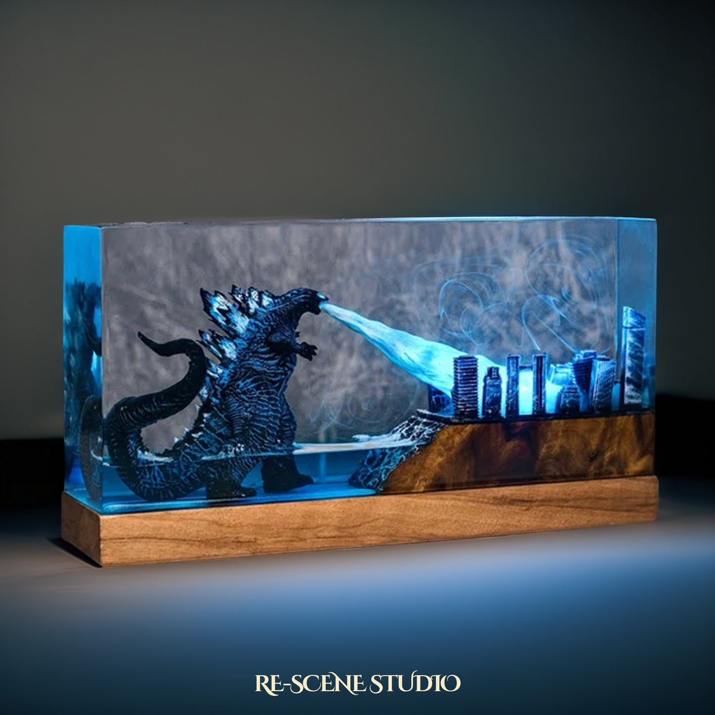 City Crushing Titan Resin Lamp — Side Profile View | Handmade Pop-Culture Resin Art, Perfect Themed Gift