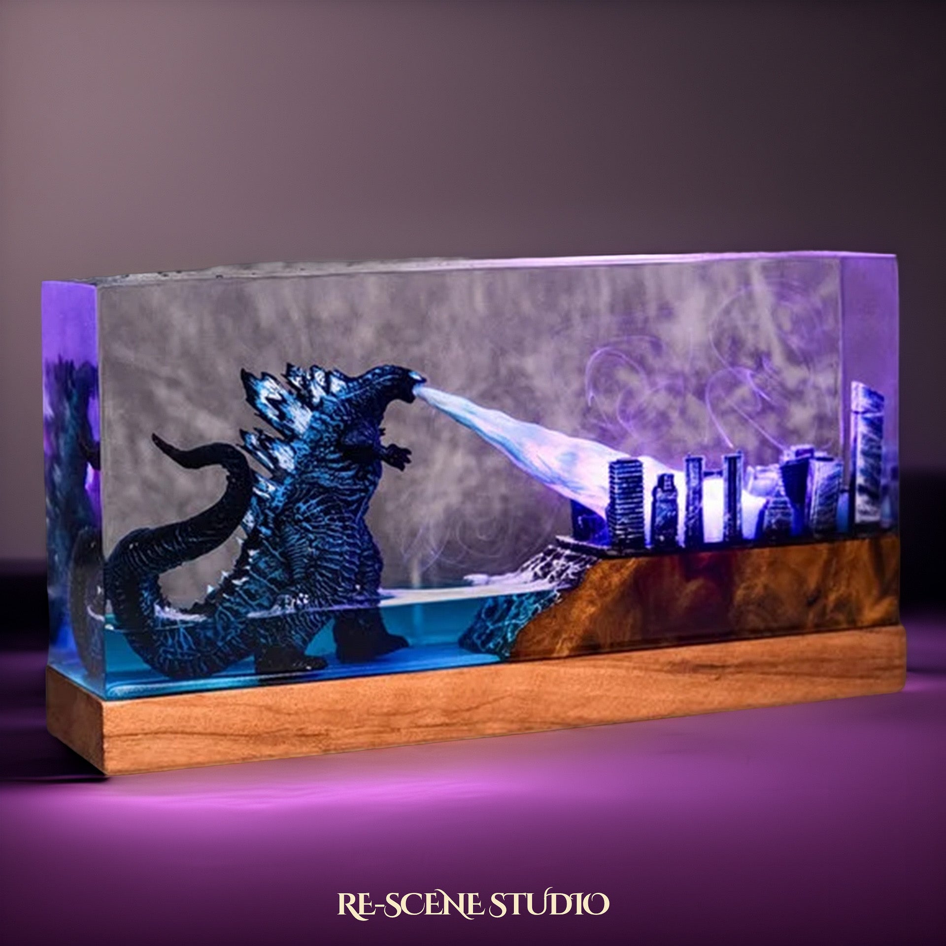 City Crushing Titan Resin Lamp — Detailed Display | Premium 3D Resin Diorama with RGB Color-Changing Light