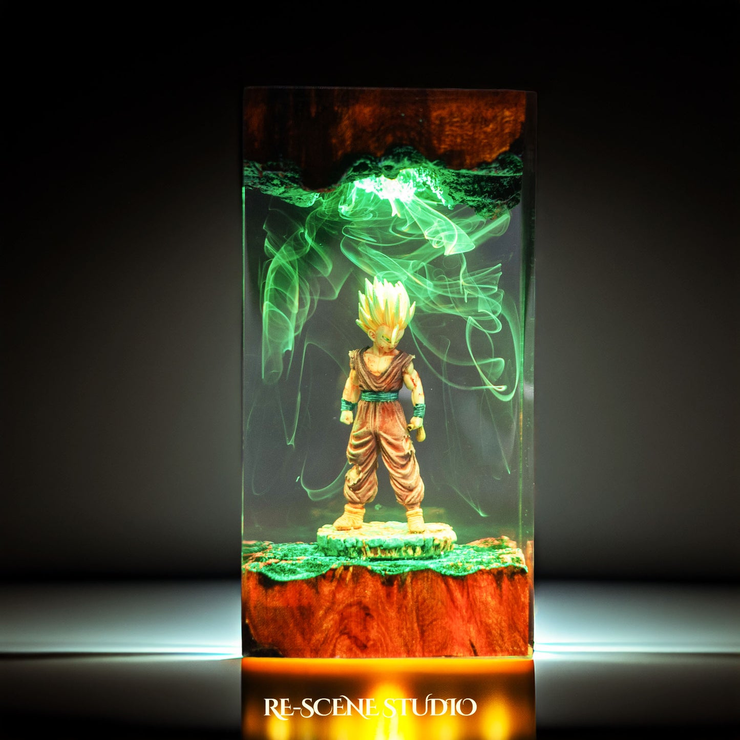 Gohan Resin Lamp — Side Profile View | Handmade Pop-Culture Resin Art, Perfect Themed Gift