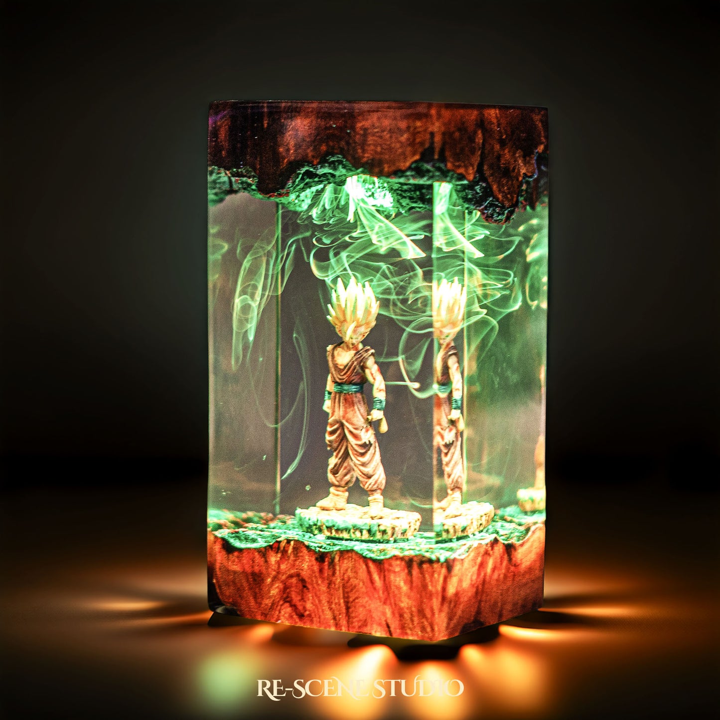 Gohan Resin Lamp — Closeup Detail | Original Epoxy Resin Sculpture with Built-in LED Glow