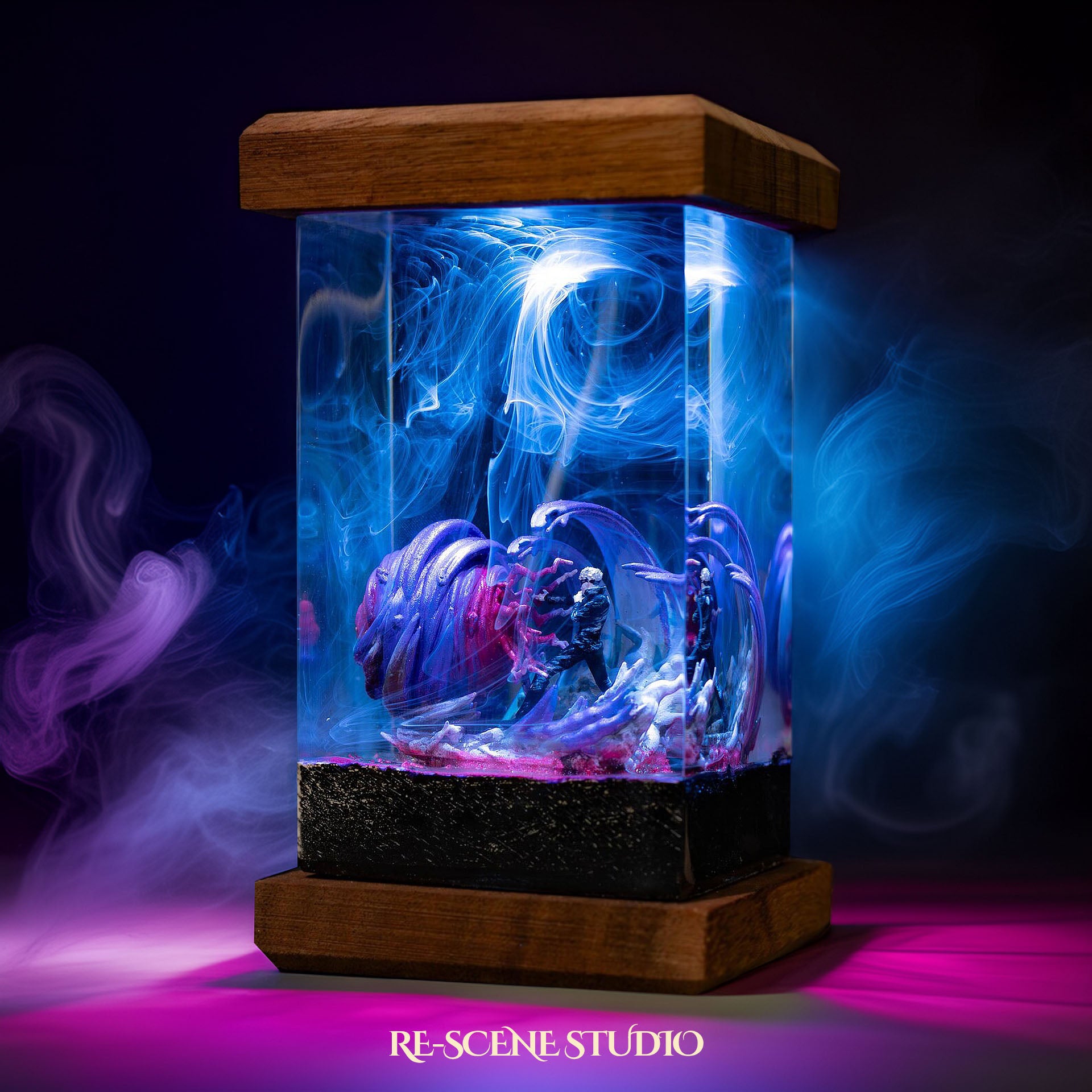 Gojo Satoru Resin Lamp - Jujutsu Kaisen Multicolor / Size M: 6 x 6 x 12 (cm) – Handmade Epoxy Resin Lamp by Rescene Studio | Rescene Studio