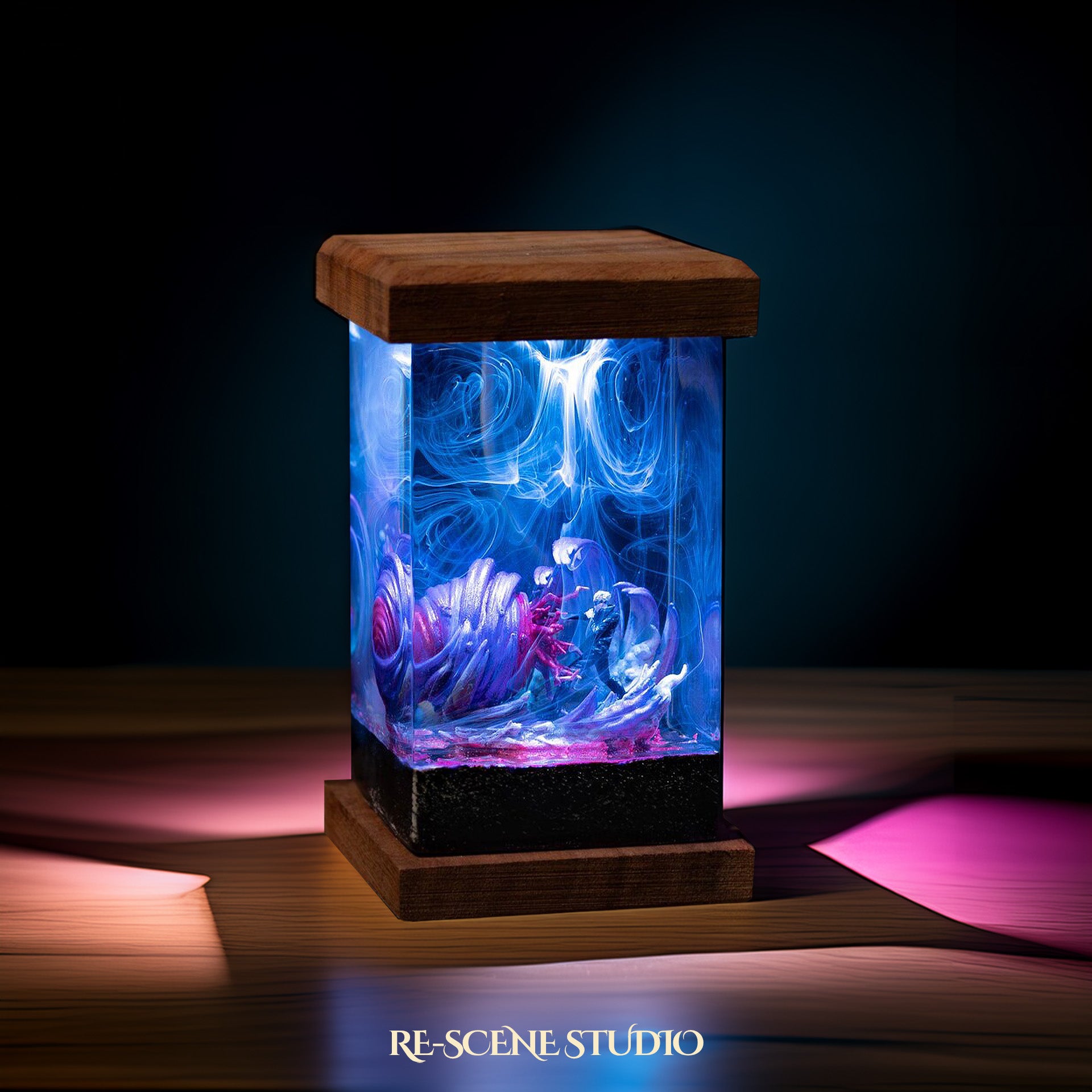 Gojo Satoru Resin Lamp - Jujutsu Kaisen Multicolor / Size M: 6 x 6 x 12 (cm) – Handmade Epoxy Resin Lamp by Rescene Studio | Rescene Studio