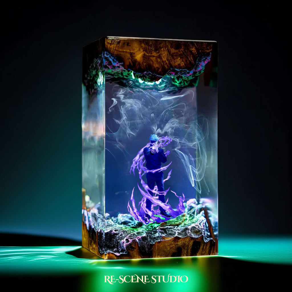 Gojo Satoru Resin Lamp - Jujutsu Kaisen Multicolor / Size M – Handmade Epoxy Resin Lamp by Rescene Studio | Rescene Studio