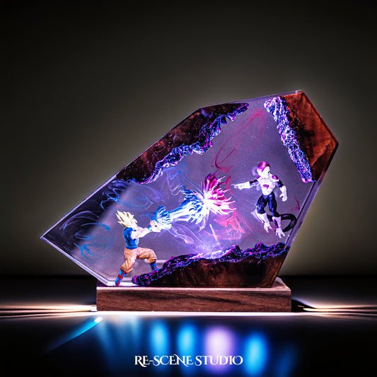 Goku vs Frieza Resin Lamp V2 — Handcrafted Epoxy Resin LED Lamp | Unique Ambient Decor & Collector's Gift