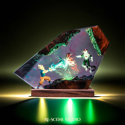 Goku vs Frieza Resin Lamp V2 — Side Profile View | Handmade Pop-Culture Resin Art, Perfect Themed Gift