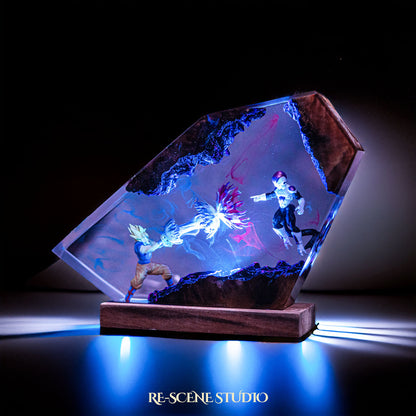 Goku vs Frieza Resin Lamp V2 — Display Setup | Artisan Resin Art Lamp, Ambient Light for Home or Office