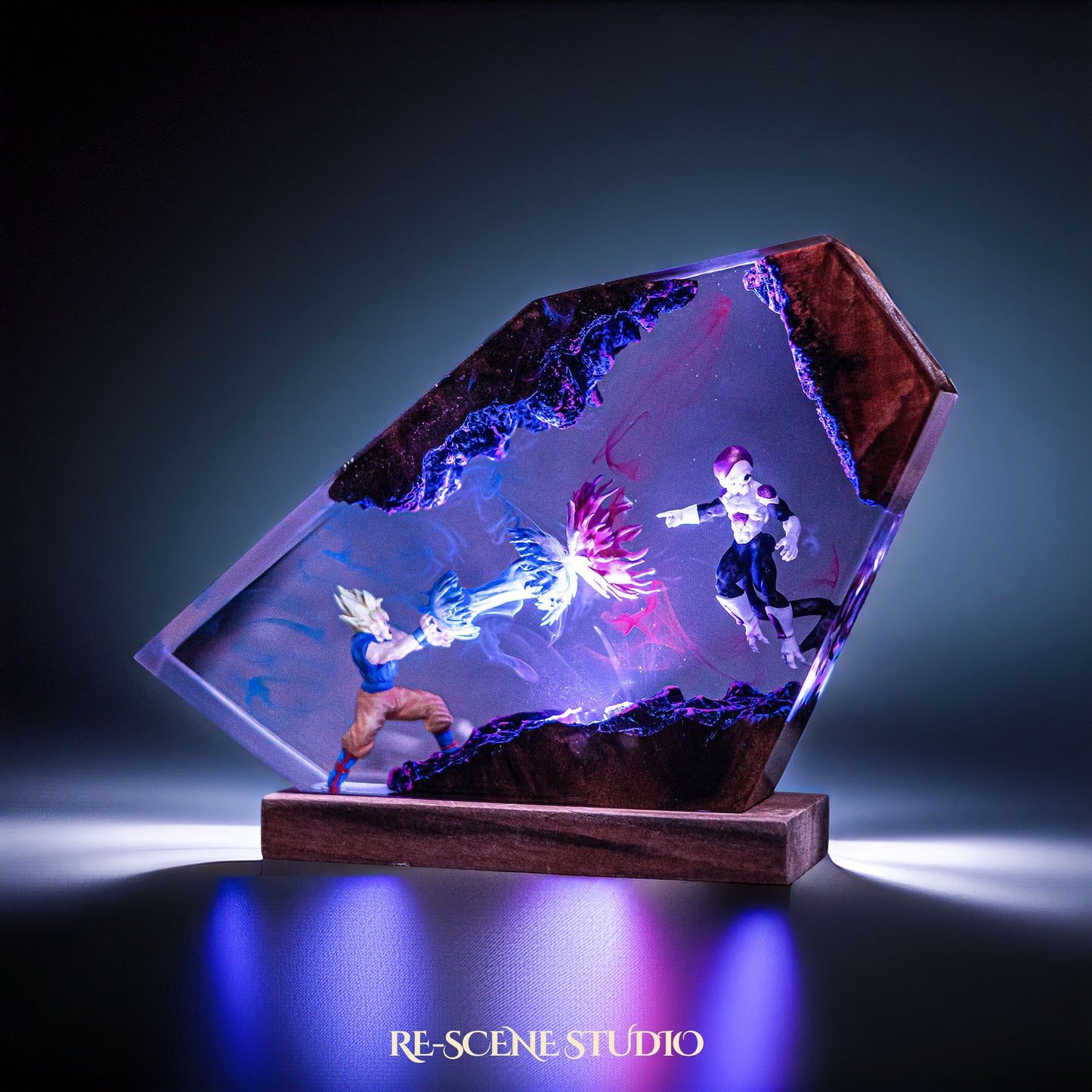 Goku vs Frieza Resin Lamp V2 — Handcrafted Epoxy Resin LED Lamp | Unique Ambient Decor & Collector's Gift