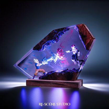 Goku vs Frieza Resin Lamp V2 — Handcrafted Epoxy Resin LED Lamp | Unique Ambient Decor & Collector's Gift