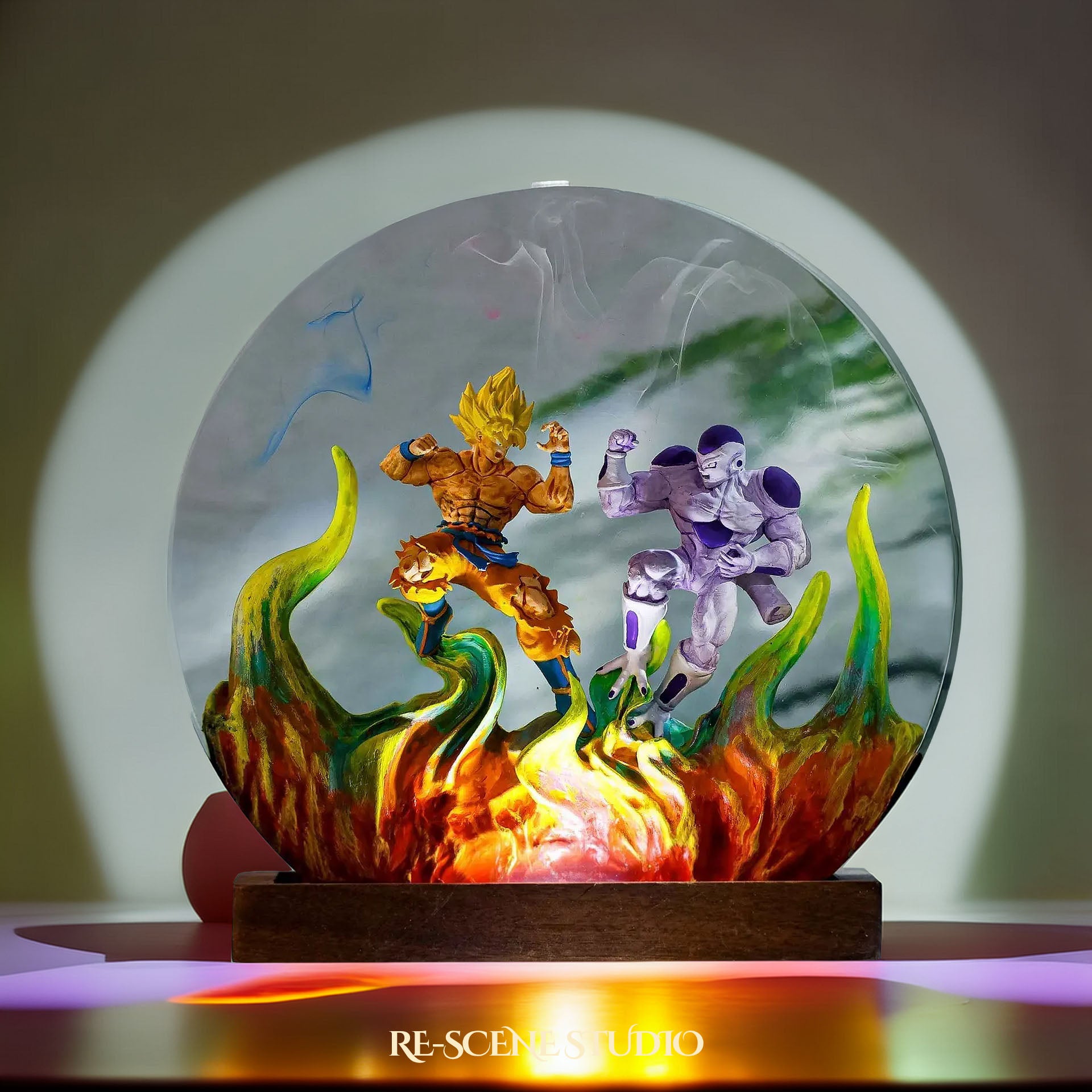 Goku vs Frieza Resin Epoxy Lamp Multicolor / Size M: 13 x 12 (cm) – Handmade Epoxy Resin Lamp by Rescene Studio | Rescene Studio