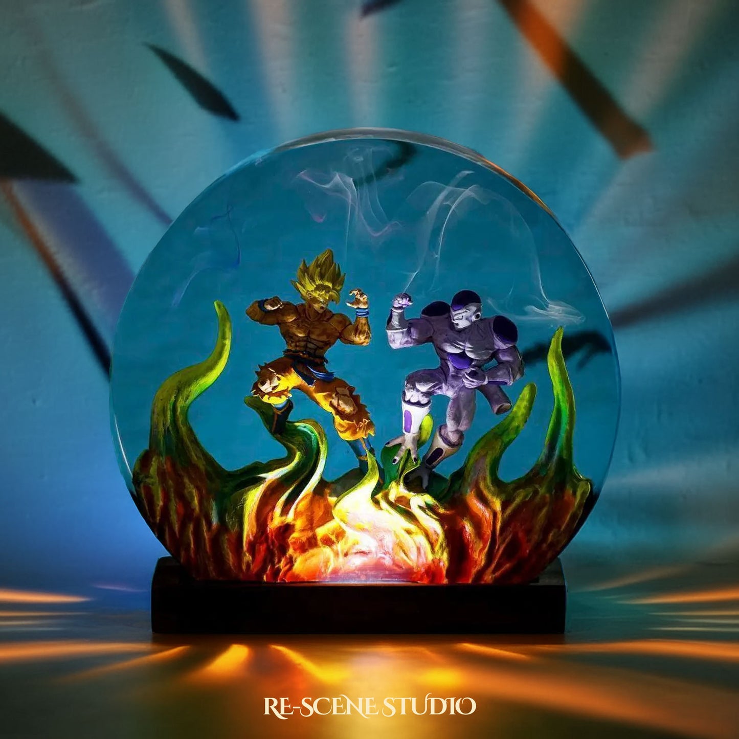 Goku vs Frieza Resin Epoxy Lamp Multicolor / Size M: 13 x 12 (cm) – Handmade Resin Lamp by Rescene Studio | Rescene Studio