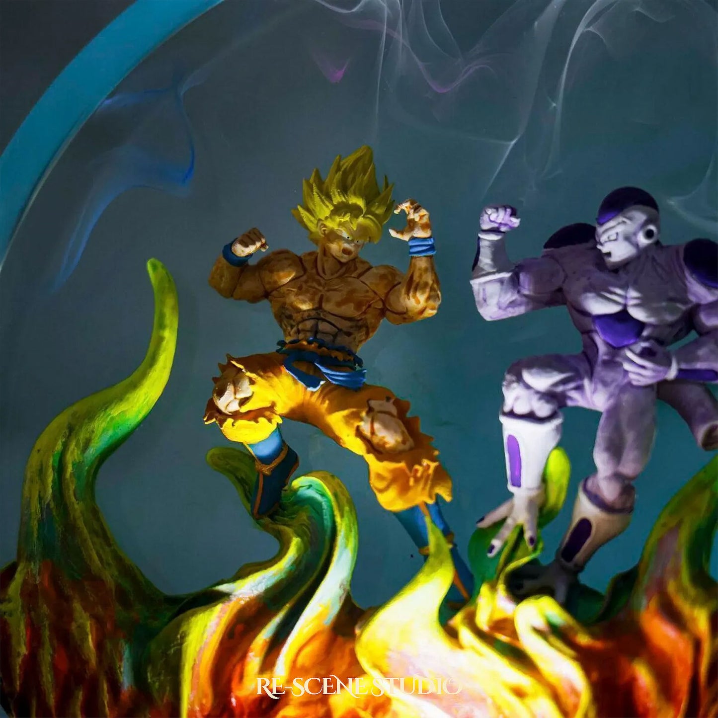 Goku vs Frieza Resin Epoxy Lamp Multicolor / Size M: 13 x 12 (cm) – Handmade Resin Lamp by Rescene Studio | Rescene Studio