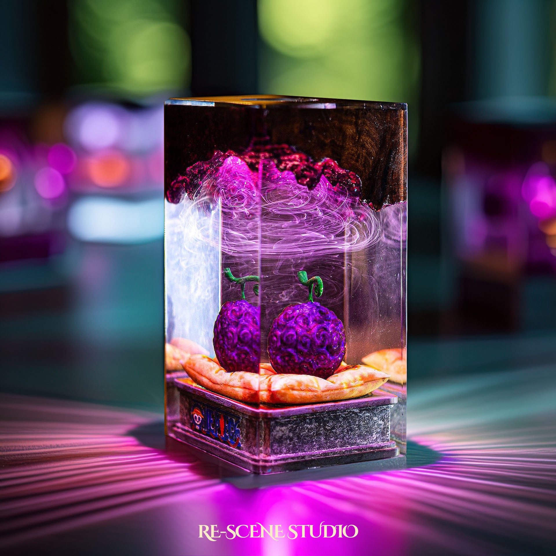Gomu Devil Fruit Resin Lamp - One Piece Multicolor / Size M: 7 x 13 x 7 (cm) – Handmade Epoxy Resin Lamp by Rescene Studio | Rescene Studio