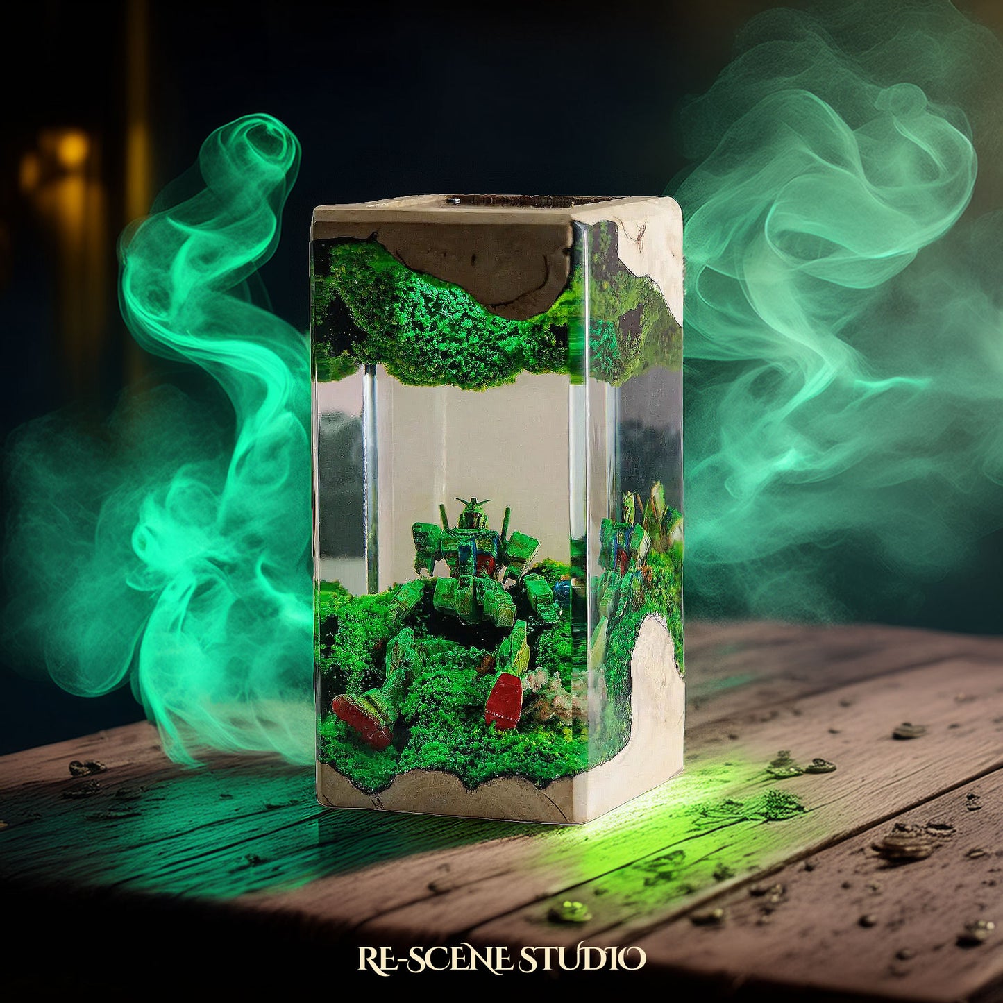 Gundam Resting Resin Epoxy Lamp Multicolor / Size XL: 8.5 x 8.5 x 16 (cm) – Handmade Resin Lamp by Rescene Studio | Rescene Studio