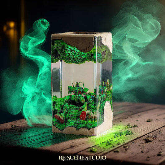 Gundam Resting Resin Epoxy Lamp Multicolor / Size XL: 8.5 x 8.5 x 16 (cm) – Handmade Resin Lamp by Rescene Studio | Rescene Studio