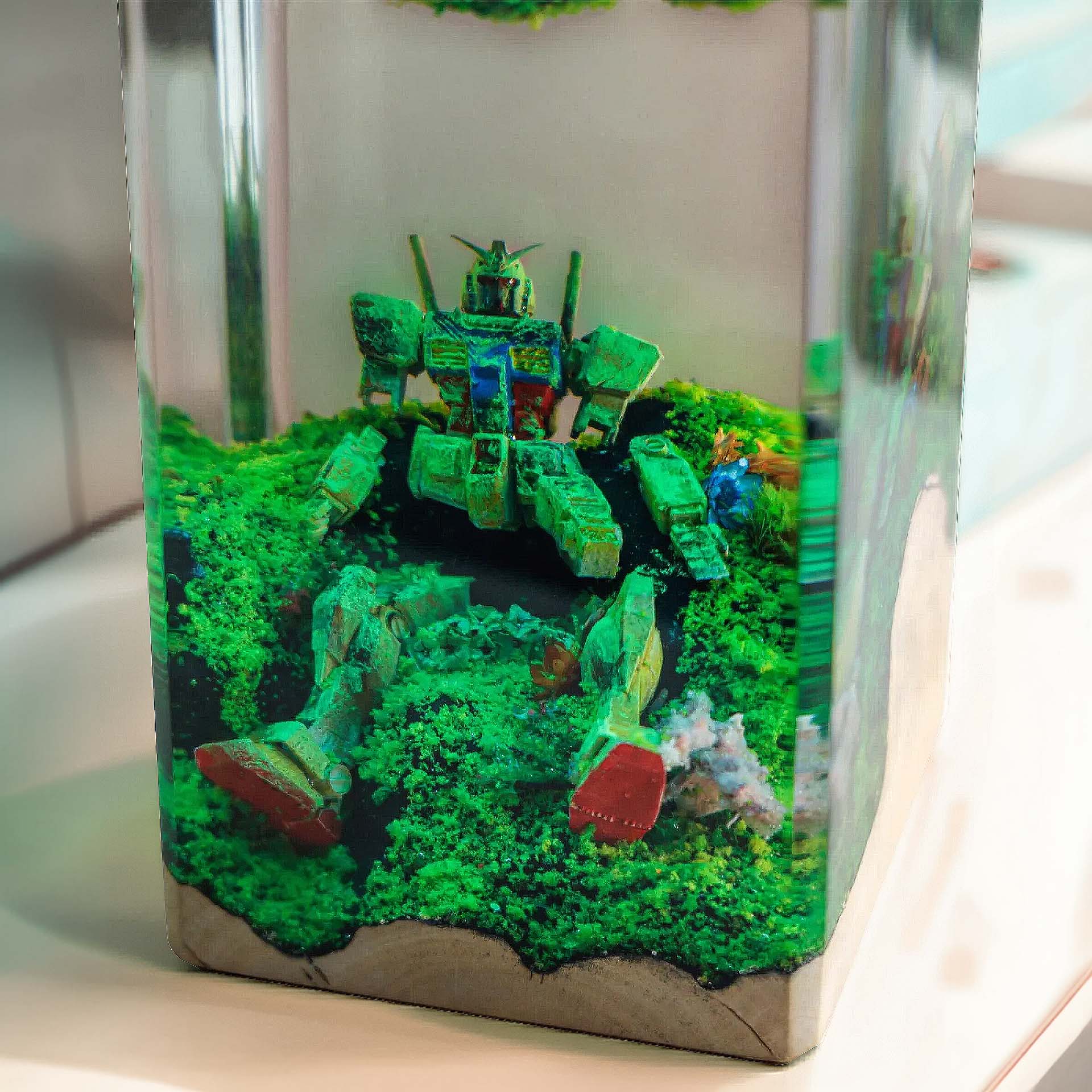 Gundam Resting Resin Epoxy Lamp Multicolor / Size XL: 8.5 x 8.5 x 16 (cm) – Handmade Epoxy Resin Lamp by Rescene Studio | Rescene Studio