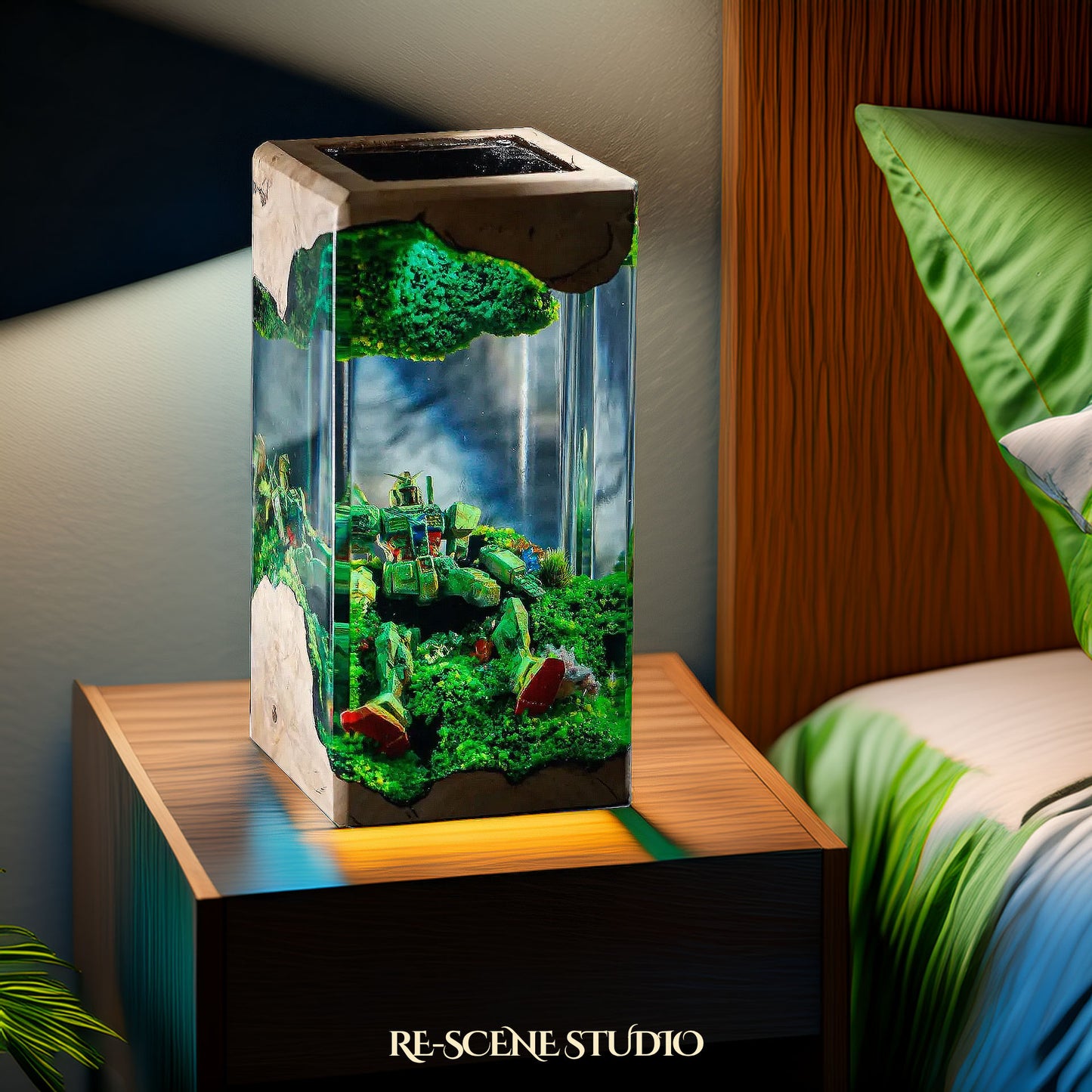 Gundam Resting Resin Epoxy Lamp Multicolor / Size XL: 8.5 x 8.5 x 16 (cm) – Handmade Resin Lamp by Rescene Studio | Rescene Studio