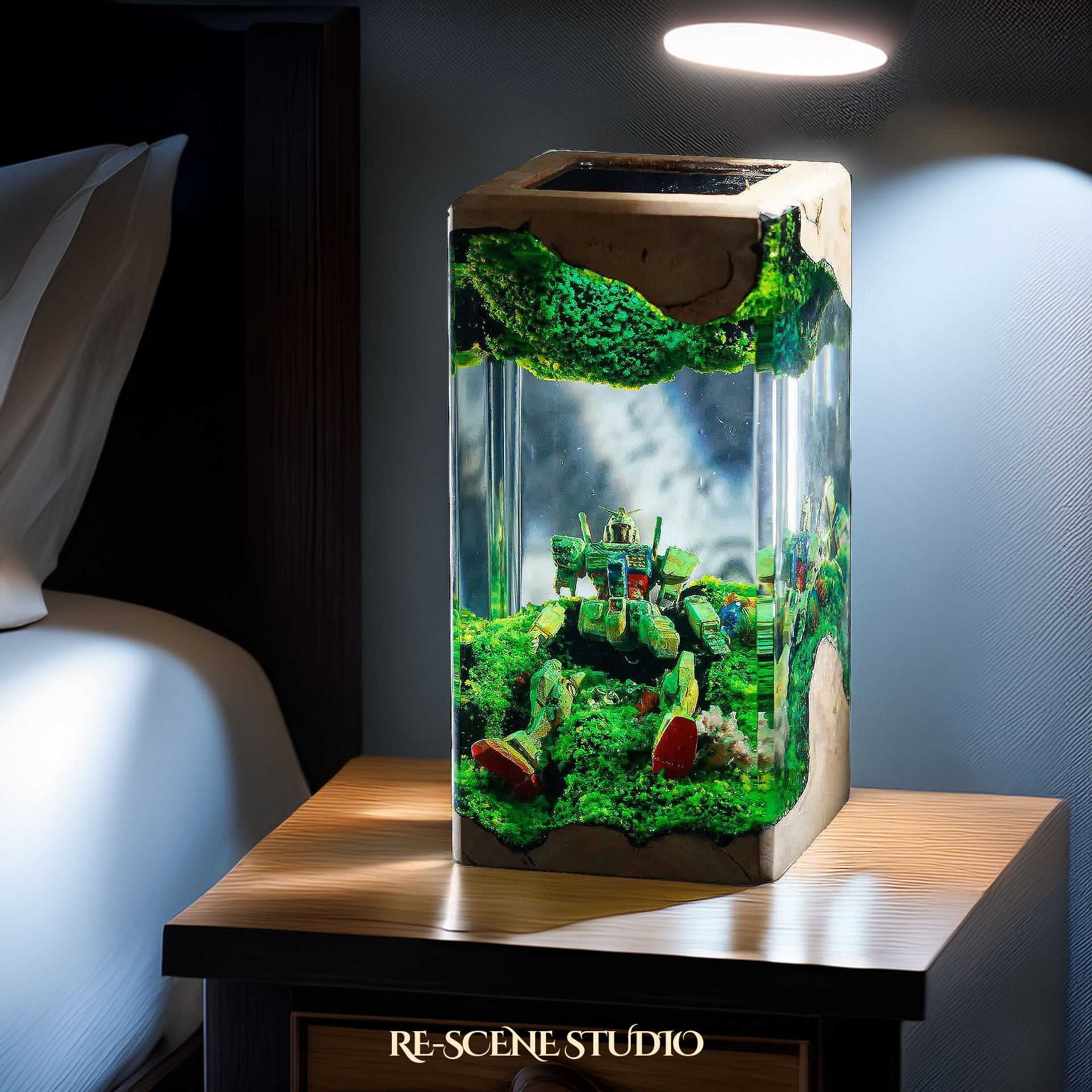 Gundam Resting Resin Epoxy Lamp Multicolor / Size XL: 8.5 x 8.5 x 16 (cm) – Handmade Epoxy Resin Lamp by Rescene Studio | Rescene Studio