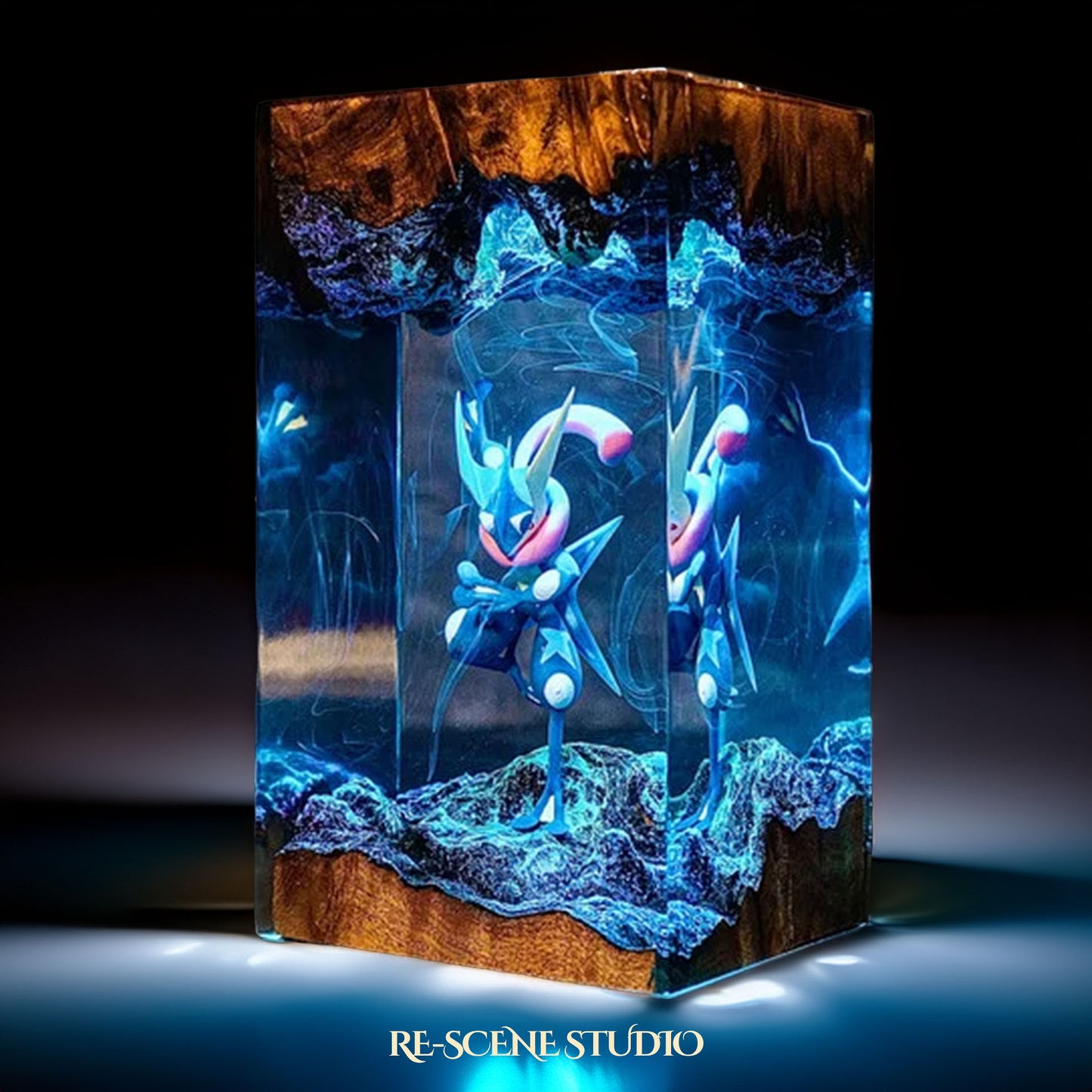 Ninja Frog Warrior Resin Lamp — Handcrafted Epoxy Resin LED Lamp | Unique Ambient Decor & Collector's Gift