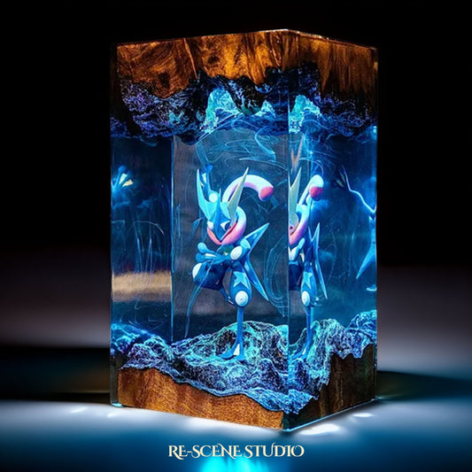 Ninja Frog Warrior Resin Lamp — Handcrafted Epoxy Resin LED Lamp | Unique Ambient Decor & Collector's Gift