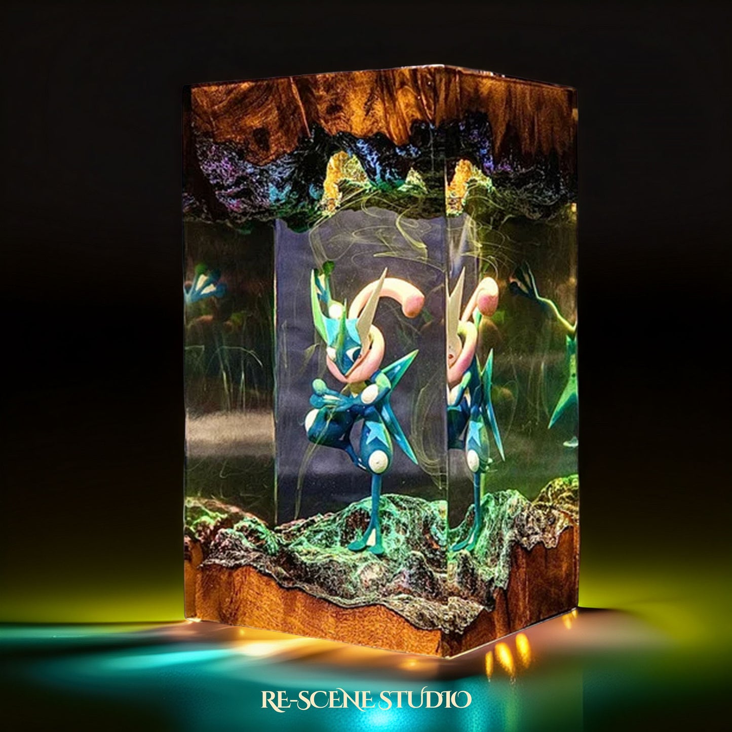 Ninja Frog Warrior Resin Lamp — Side Profile View | Handmade Pop-Culture Resin Art, Perfect Themed Gift