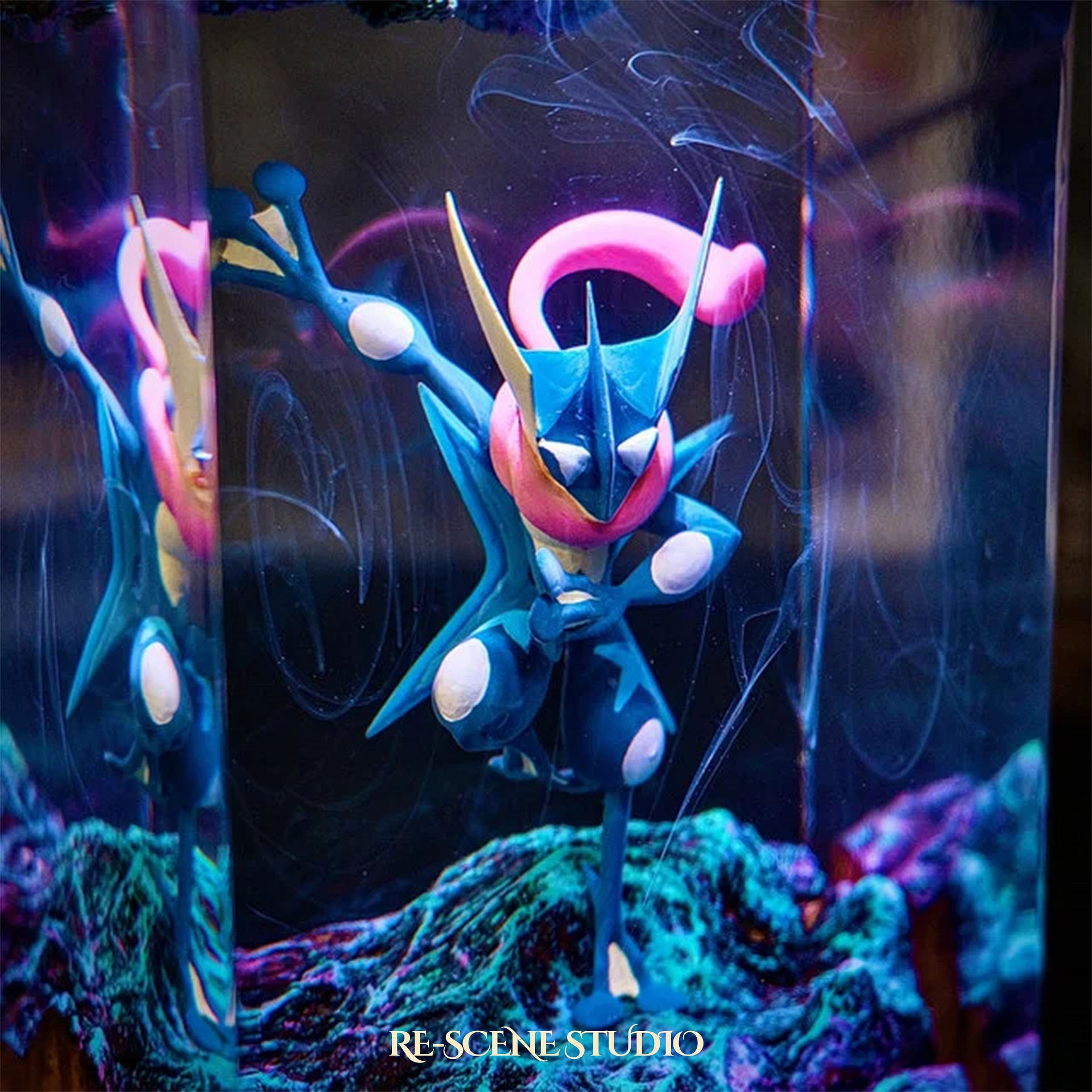 Ninja Frog Warrior Resin Lamp — Display Setup | Artisan Resin Art Lamp, Ambient Light for Home or Office