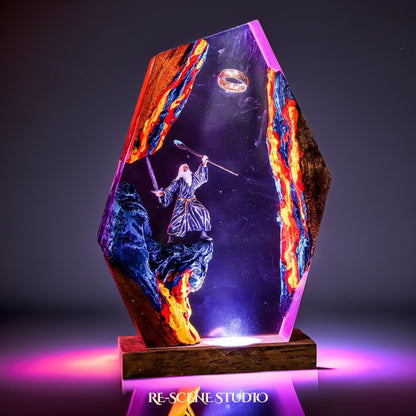 Gandalf the Grey Resin Lamp (The Lord of the Rings), hand-poured epoxy resin lamp with a warm LED glow