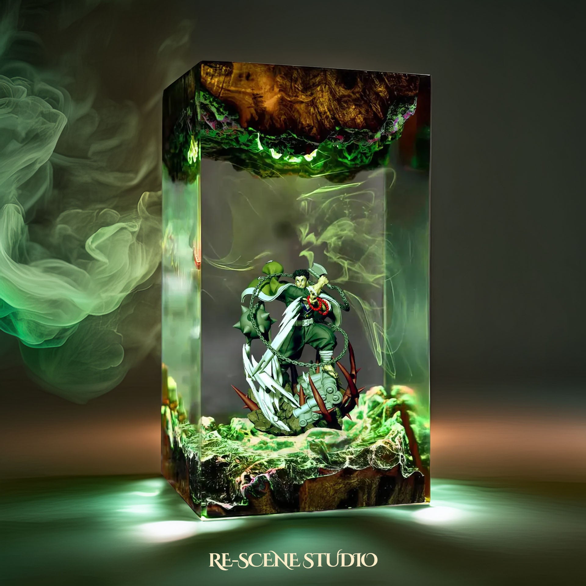 Gyomei Resin Lamp - Demon Slayer Multicolor / Size M – Handmade Epoxy Resin Lamp by Rescene Studio | Rescene Studio