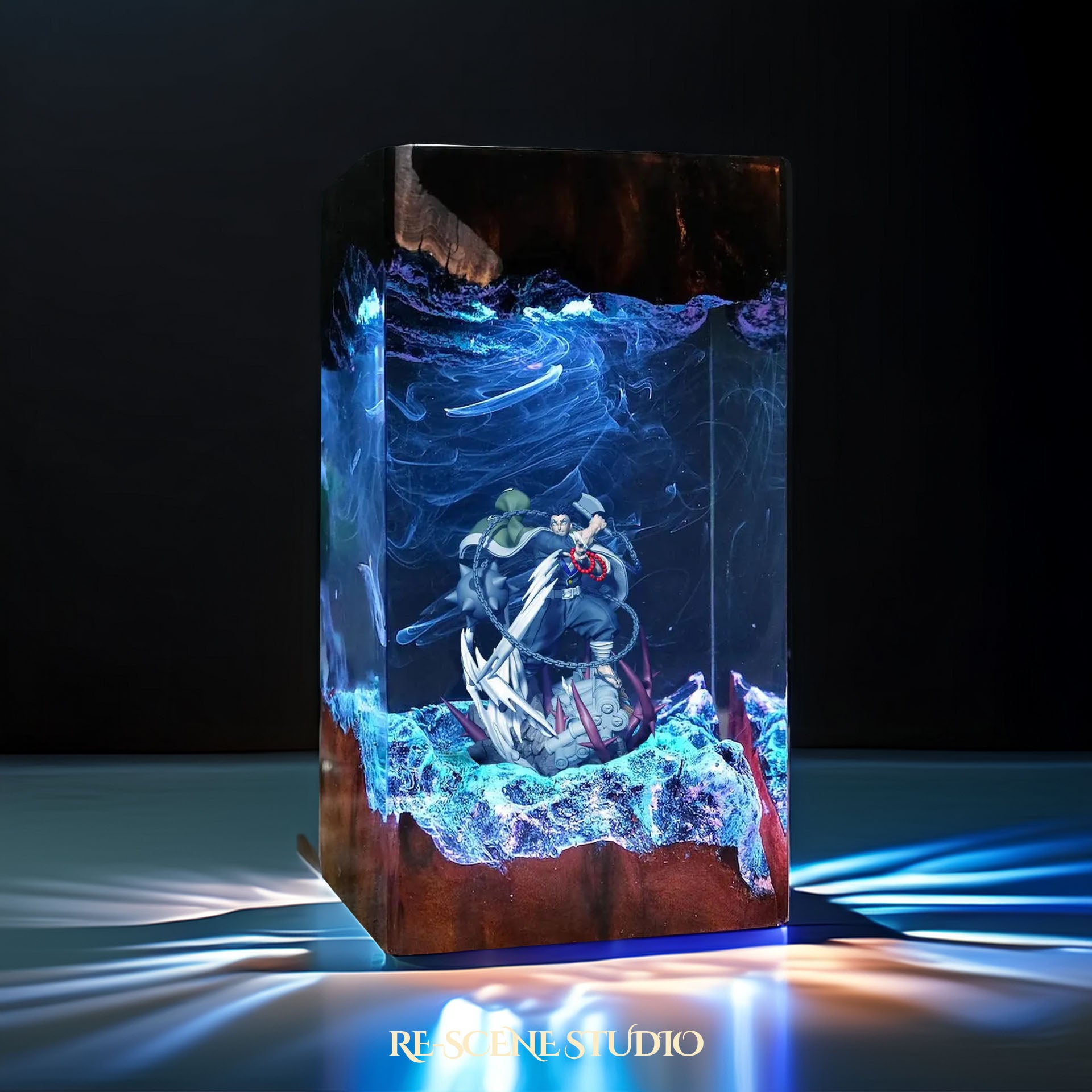 Gyomei Resin Lamp - Demon Slayer Multicolor / Size M – Handmade Epoxy Resin Lamp by Rescene Studio | Rescene Studio