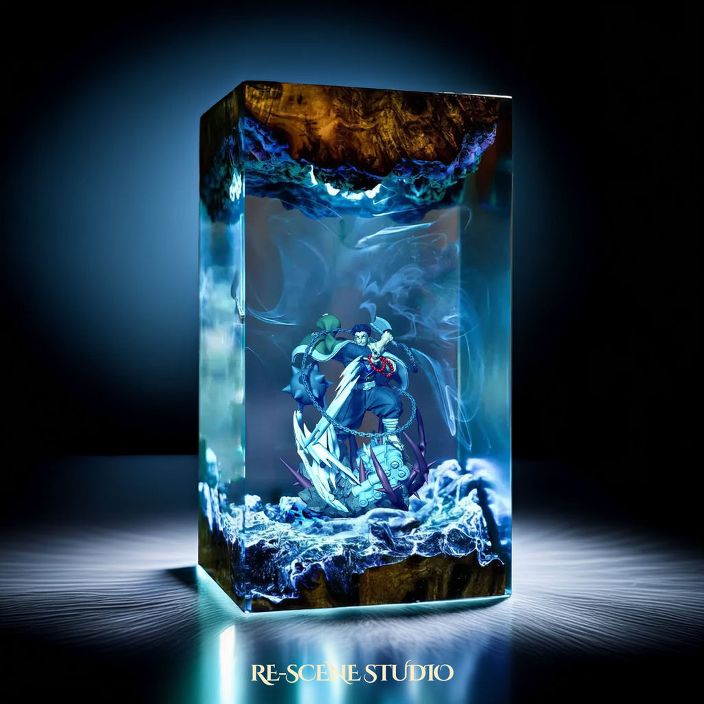 Gyomei Resin Lamp - Demon Slayer Multicolor / Size M – Handmade Epoxy Resin Lamp by Rescene Studio | Rescene Studio