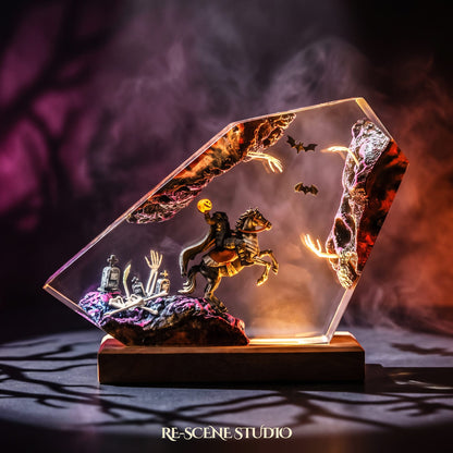 Headless Horseman Resin Lamp, Halloween resin art lamp