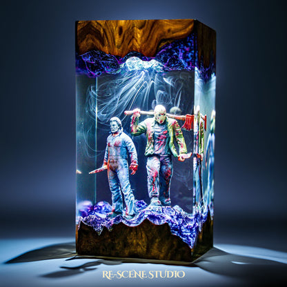 Michael Myers vs Jason Resin Lamp - Horror Icons