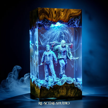 Michael Myers vs Jason Resin Lamp - Horror Icons