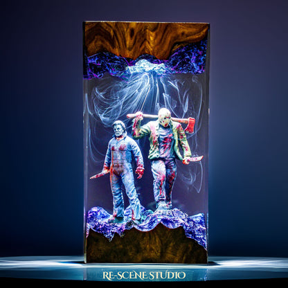 Michael Myers vs Jason Resin Lamp - Horror Icons